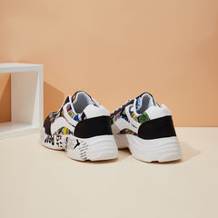 Women's Platform Printed Sneakers Lightweight Lace Up Running Shoes