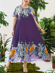 Boho Kaftan Dress Floral Print Maxi Dress
