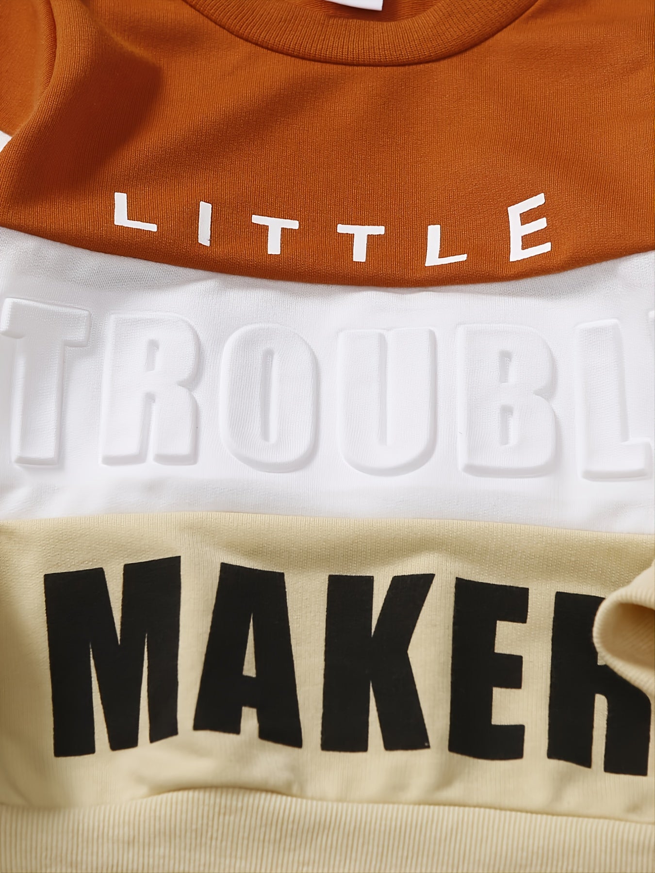Baby Boys Casual Colorblock Letter Round Neck Sweatshirt Pant Set