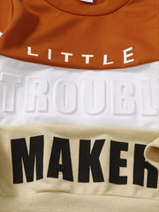 Baby Boys Casual Colorblock Letter Round Neck Sweatshirt Pant Set