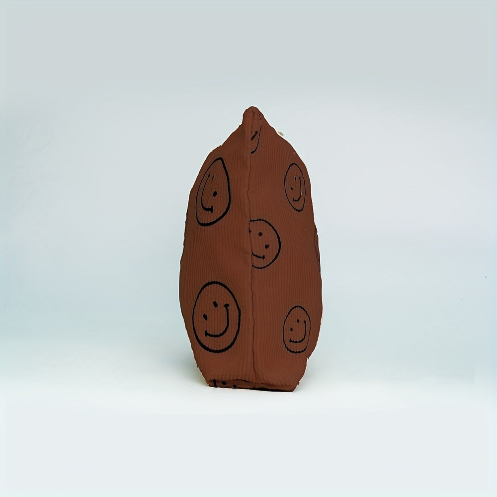 Cute Smile Face Corduroy Makeup Bag for Women