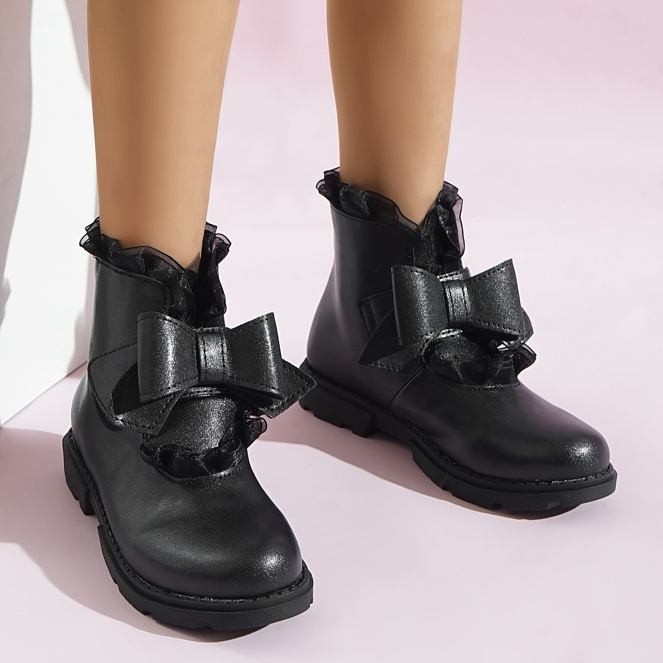 Girls Bowknot Boots Lightweight Non Slip Boots