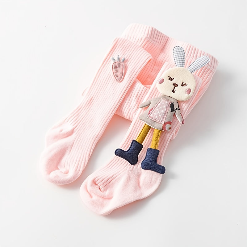 Baby Girls Ribbed Tights Leggings Stockings Rabbit Doll Warm Pantyhose