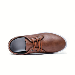 Men's Lace-up PU Leather Skate Shoes with Good Grip