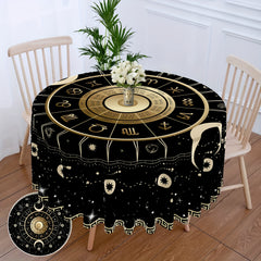 Tarot Round Tablecloth 63 Inch Boho Table Cloth Divination Tarot Pattern