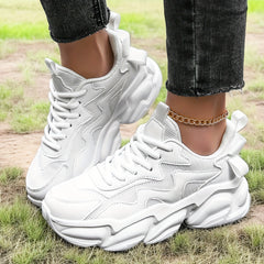 Women's Solid Mesh Sports Shoes Breathable Thick Soles Training Shoes