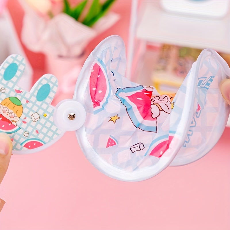 1pc Folding Fan Cartoon Round Fan Portable Mini Cooling Fan
