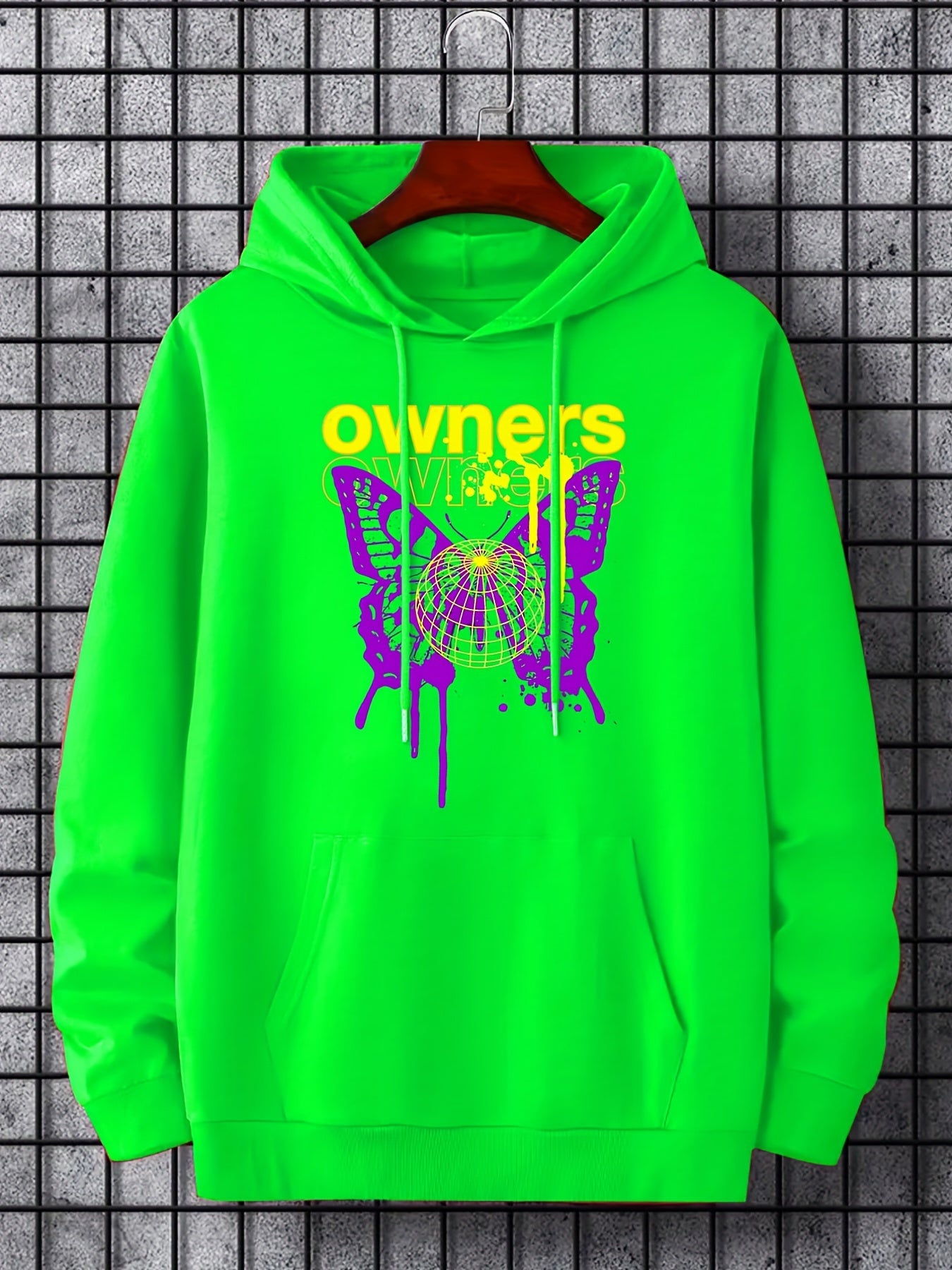 Men's Casual Butterfly Print Hooded Sweatshirt