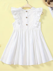 Toddler Girls Sleeveless Pleated Dress Baby Girls Ruffle Trim Casual Dress