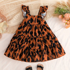 Baby Girls Casual Leopard Print Sleeveless Dress