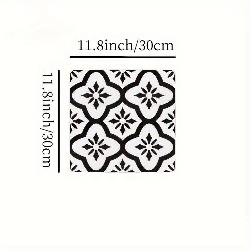 10pcs Flower Adhesive Floor Tiles 0.6mm Kitchen Bathroom PVC Waterproof Tiles