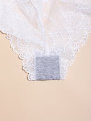 Floral Lace Mesh Boyshort Panties Romantic Semi-sheer Women's Lingerie