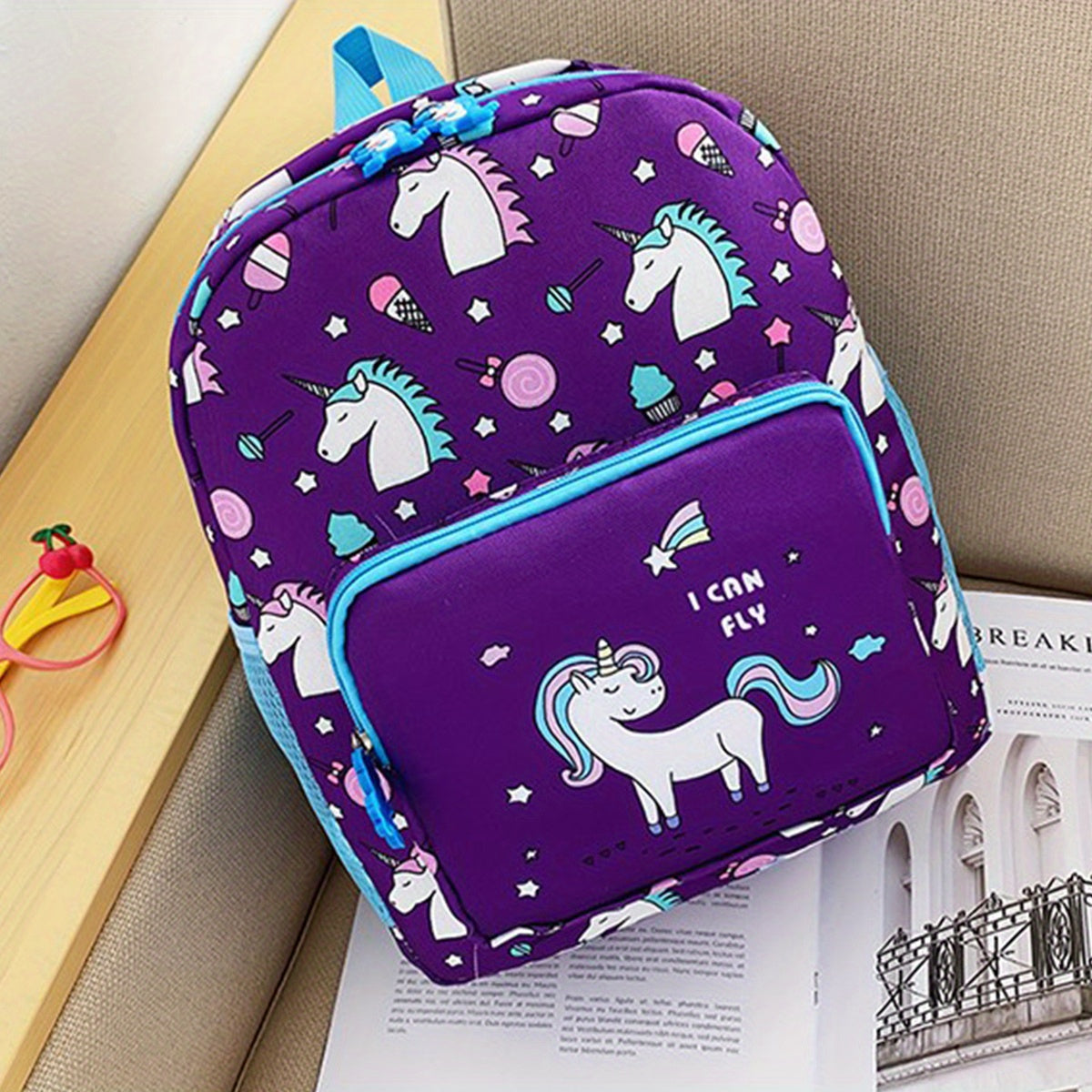 Unicorn Dinosaur Print Backpack for Kids
