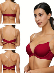Solid Plunge Bra Women's T Shirt Lingerie