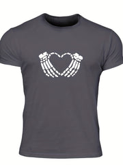 Men's Heart Graphic T shirt Casual Stretch Tee Summer Outdoor