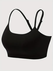 Sports Bra Solid Cross Back Yoga Fitness Workout Top