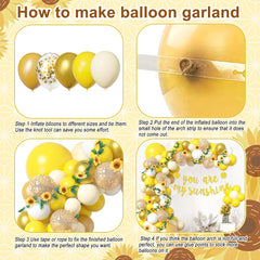 111pcs Sunflower Balloons Garland Arch Kit Yellow Balloons With Sunflower Vine