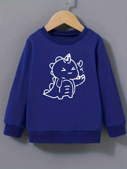 Girls Dino Print Crew Neck Sweatshirt Long Sleeve Top Kids Spring Fall