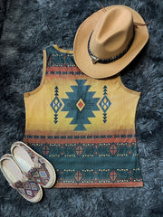 Western Geo Print Tank Top Sleeveless V Neck Tank Top Casual Every Tops