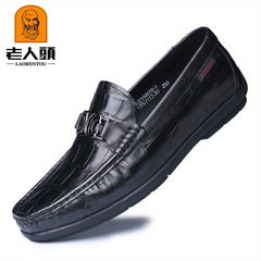 Crocodile Embossed Leather Slip On Dress Shoes for Men