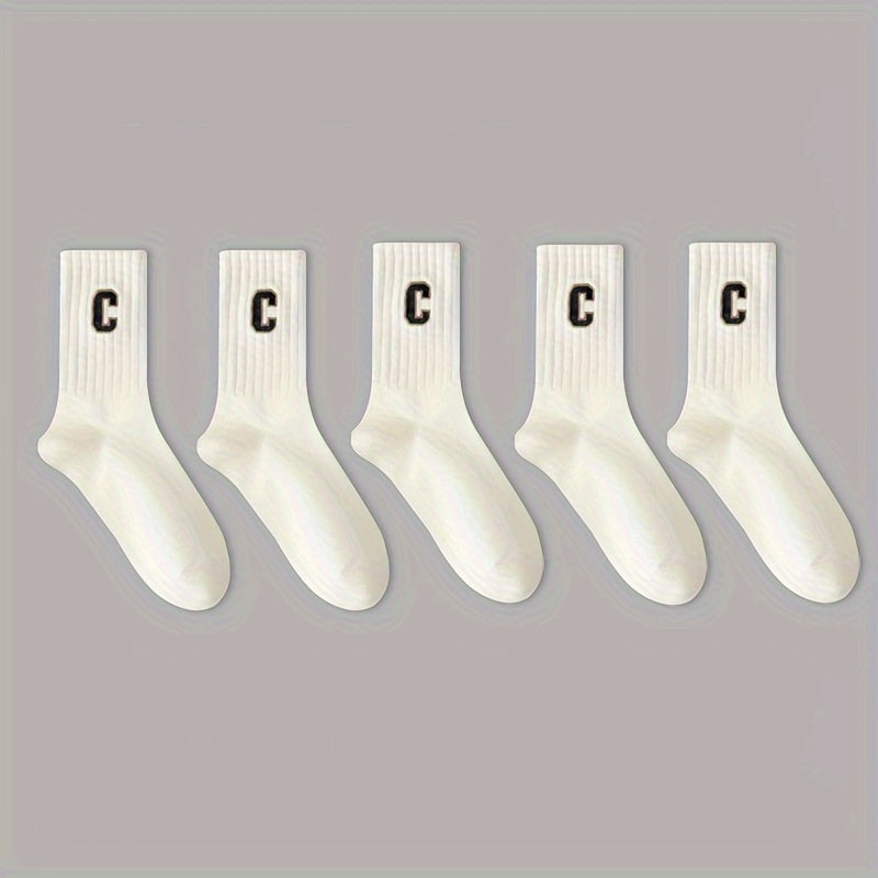 5 Pairs Men's Crew Socks Spring Autumn Wear-resistant Non-slip Breathable
