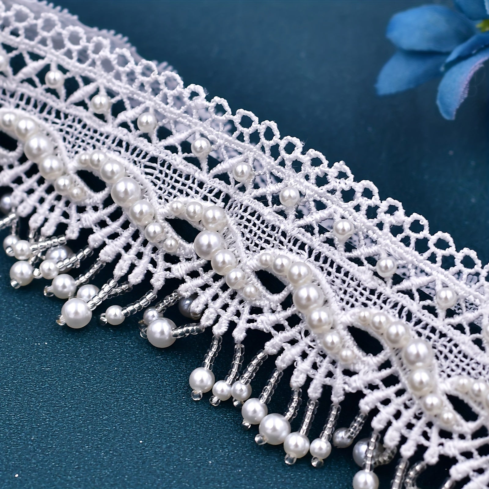 Floral Lace Garter Belt Faux Pearl Tassel Thigh Garter Belts
