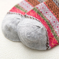 5 Pairs Geometric Pattern Retro Ethnic Crew Socks Women's Stockings