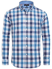 Men's Plaid Graphic Shirt Casual Cotton Lapel Button Down Long Sleeve Shirt