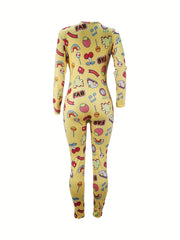 V Neck Long Sleeve Lounge Jumpsuit