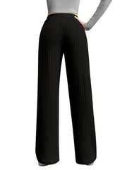 Ribbed Wide Leg Pants High Waist