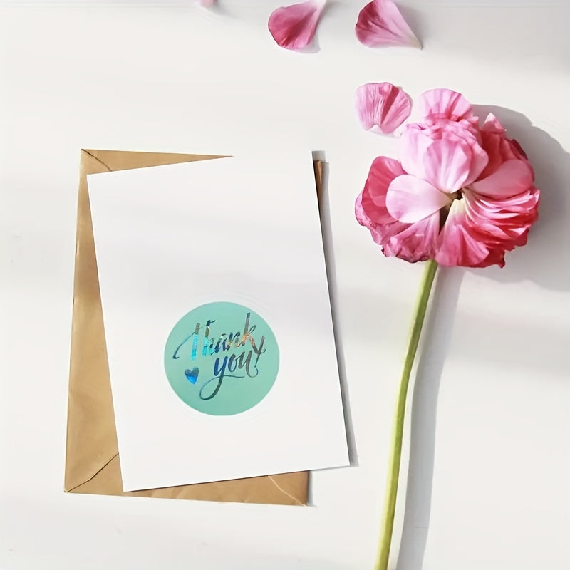 500pcs Thank You Stickers Rainbow Silvery Gilding Art Stickers