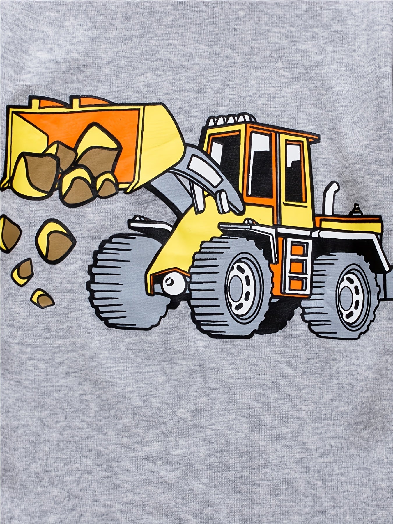 Excavator Print Pajama Set for Boys Crew Neck Short Sleeve Top & Shorts