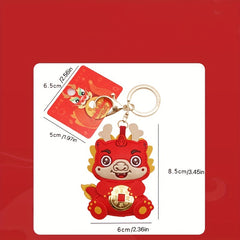 Chinese Zodiac Dragon PU Leather Keychain Backpack Pendant Year Gift