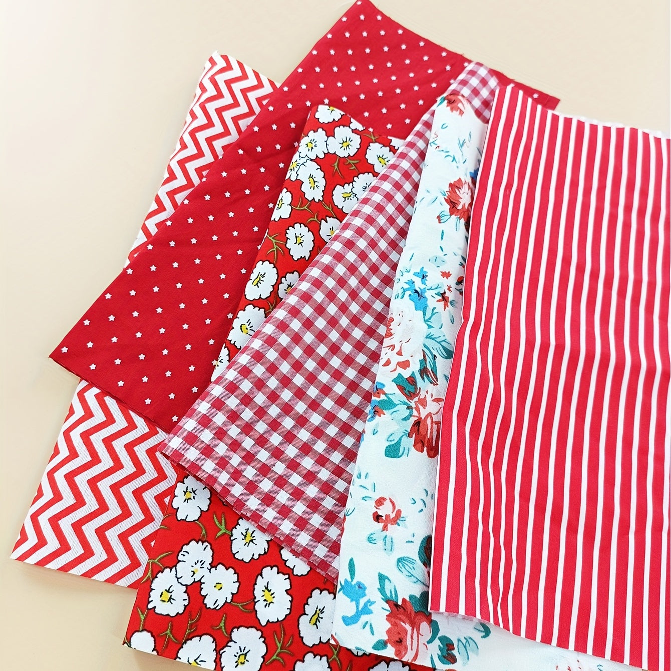 6pcs Square Printed DIY Fabric for Sewing Dress Garment Decorating