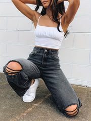 Ripped High Rise Mom Jeans