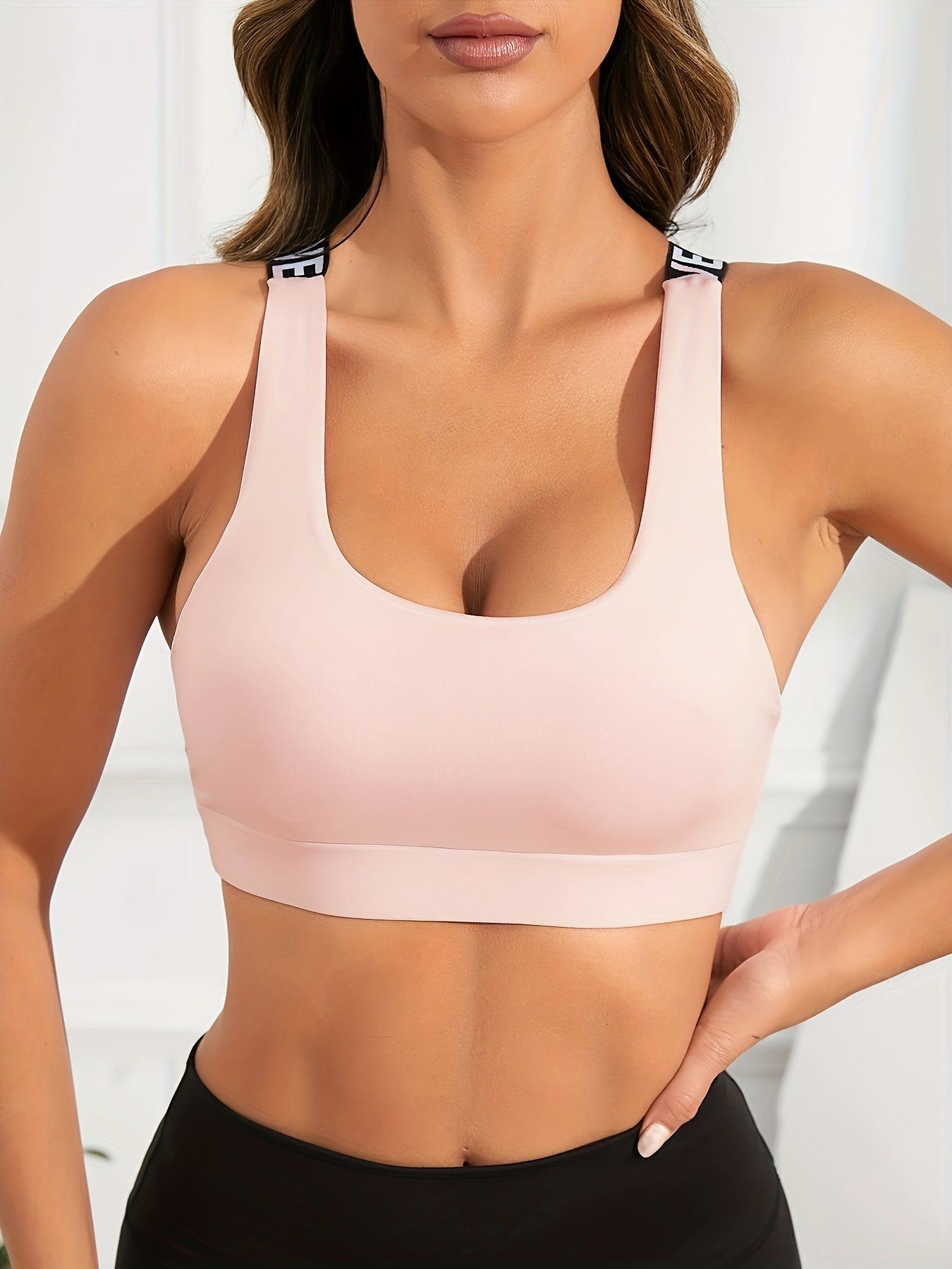 Criss Cross Letter Tape Plus Size Sports Bra for Women