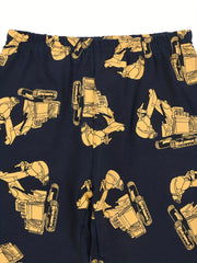 Boys Excavator Graphic Pajamas Set Short Sleejsonves Tops & Bottoms