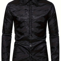 Men's Casual Dress Shirt Turn Down Collar Long Sleeve Regular Fit