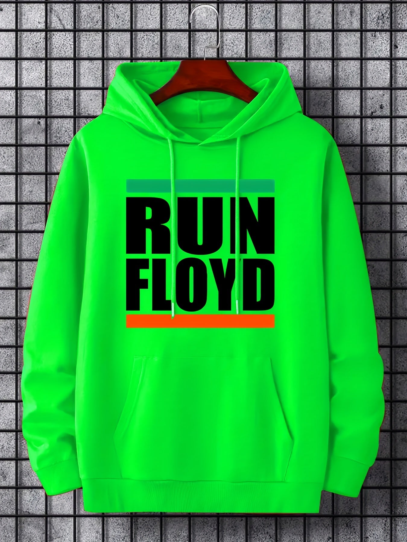 Men's Letter Print Hooded Sweatshirt Drawstrings