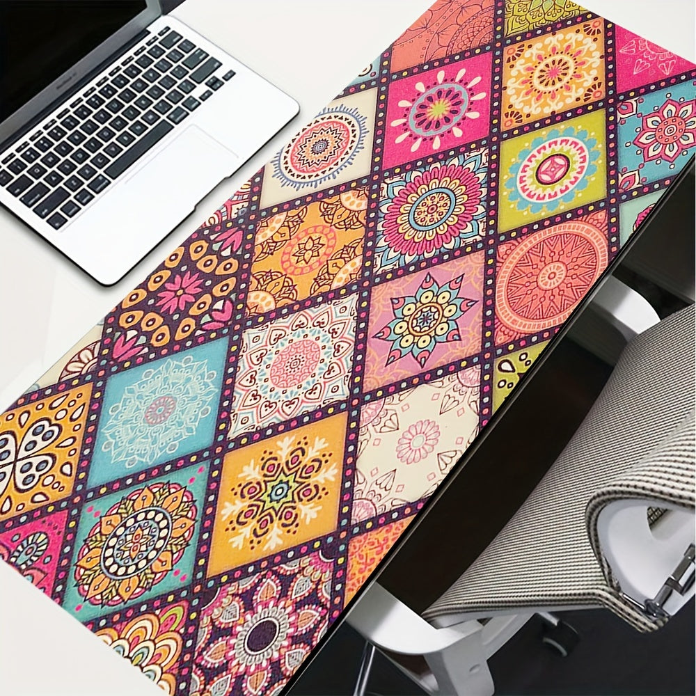 Retro Floral Pattern Mousepad Keyboard Pad Rubber Anti Slip Office Desk Mat