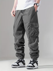Men's Casual Cargo Pants with Drawstring, Spring/Fall Outdoor Joggers