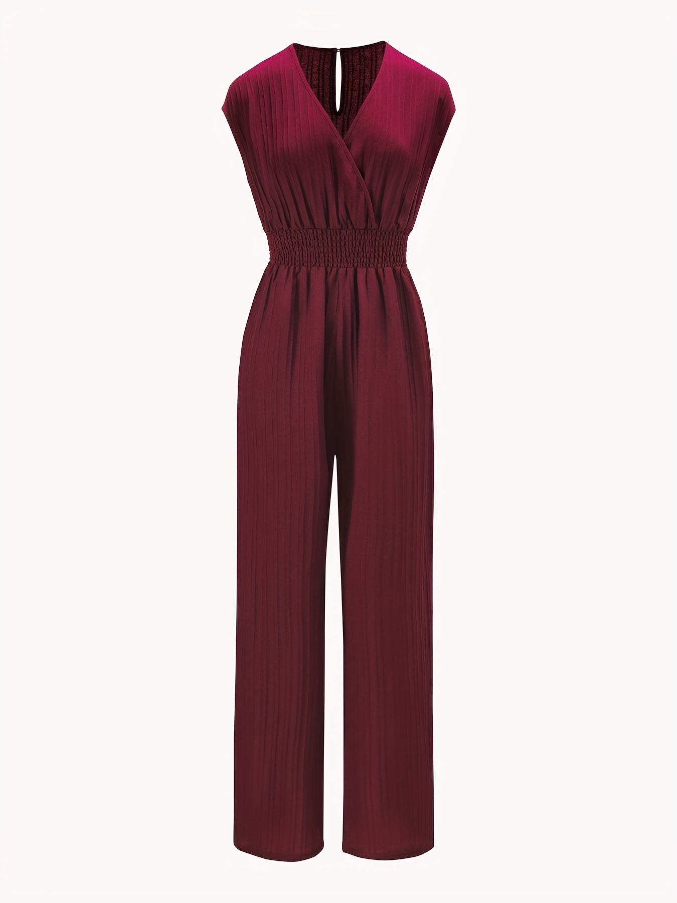 Casual Surplice Neck Jumpsuit Wide Leg Cap Sleeve Summer Spring