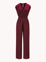 Casual Surplice Neck Jumpsuit Wide Leg Cap Sleeve Summer Spring