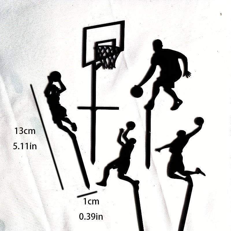 5pcs Boys Basketball Scene Cake Decoration Set