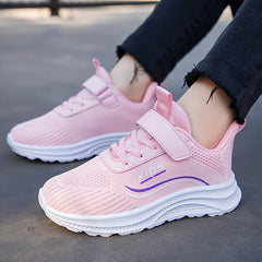 Girl's Hook And Loop Fastener Running Shoes Anti skid Sneakers