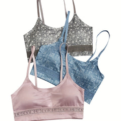 3pcs Floral Seamless Padded Cami Bra Set