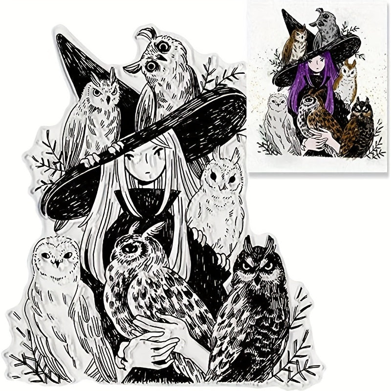 Halloween Witch Owl Stamps for DIY Scrapbooking