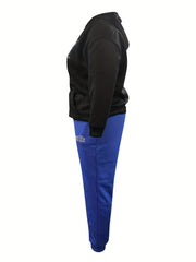Goth Outfits Skull & Slogan Print Hoodie & Jogger Set