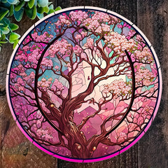 Cherry Blossoms Tree Suncatcher Decor Round Hanging Ornament