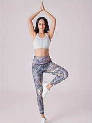 Printed High Waist Yoga Leggings Quick Dry Cropped Pants